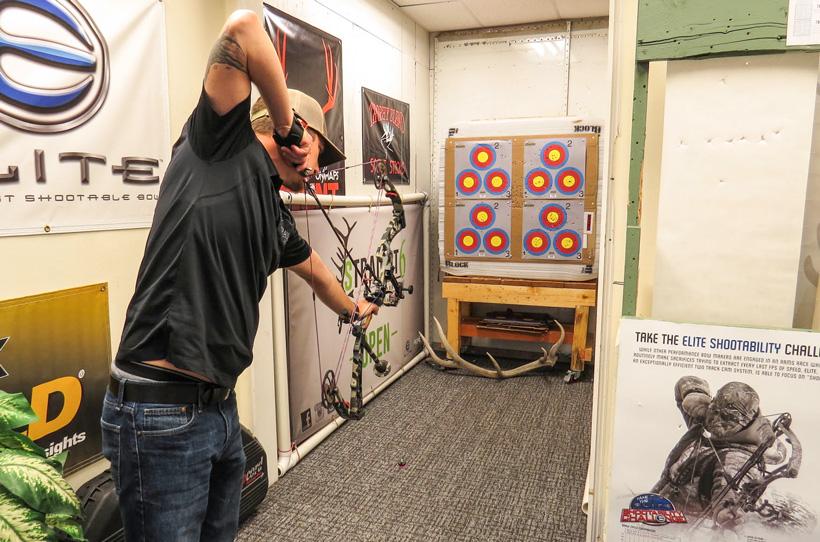 Dave barnett checking third axis on a bow sight