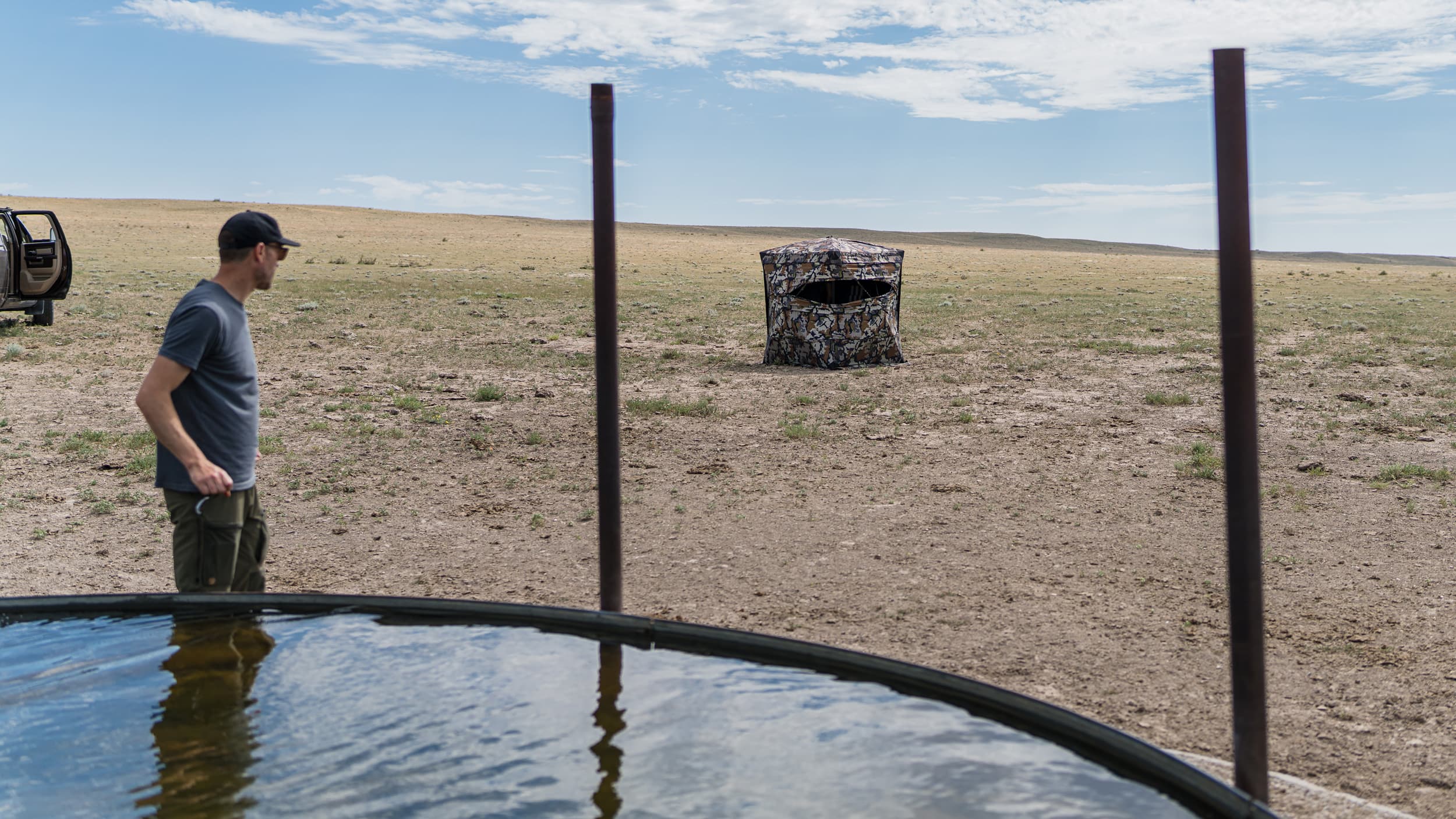 Distance from water source to antelope ground blind