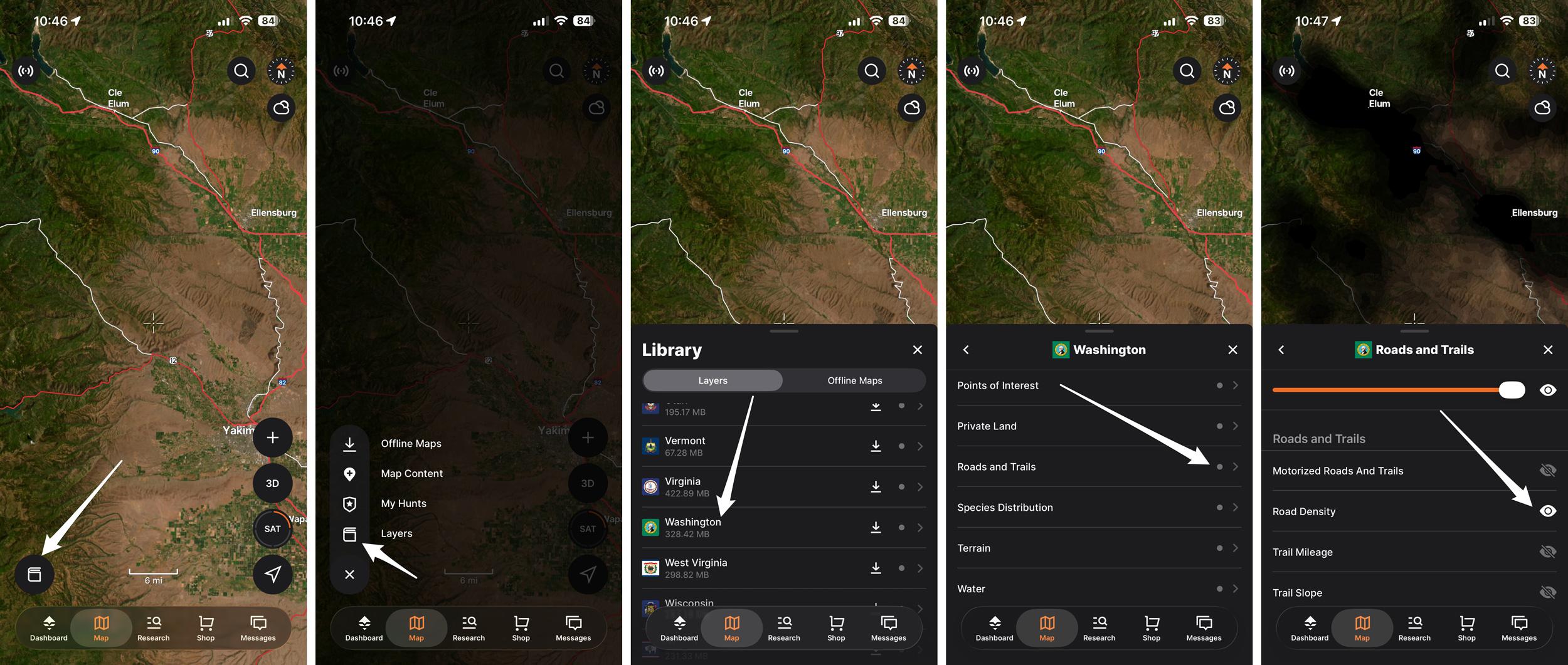 Accessing GOHUNT Road Density Layer on the mobile app