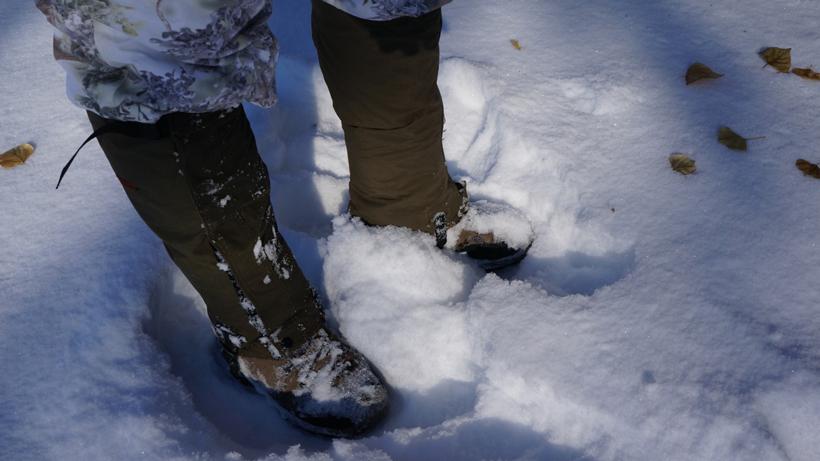 Wearing gaiters in the winter