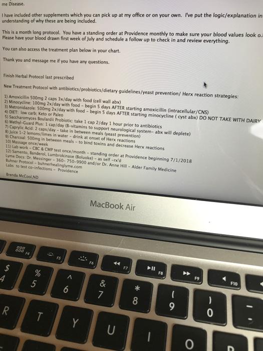 Doctor notes after diagnosing lyme disease