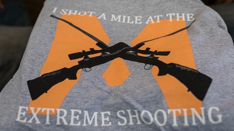 Extreme shooting school mile long shot t shirt