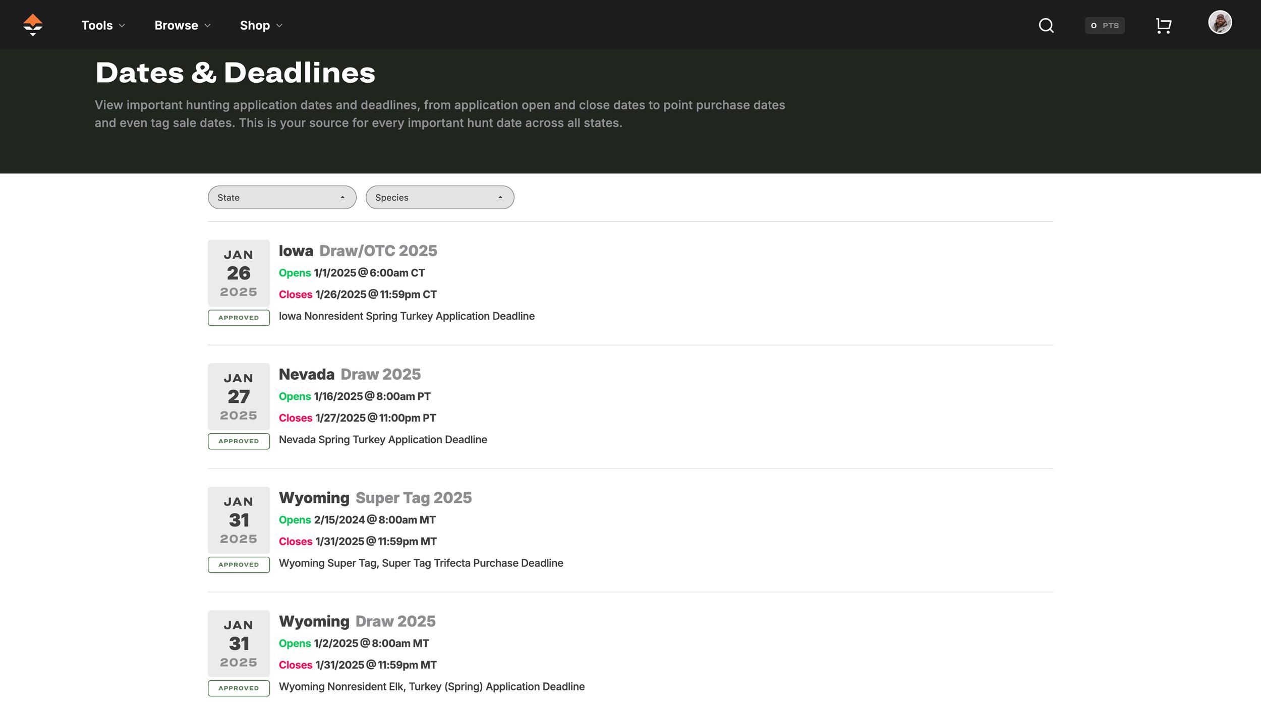 Important hunting application dates and deadlines
