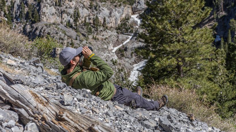Glassing on steep hillside