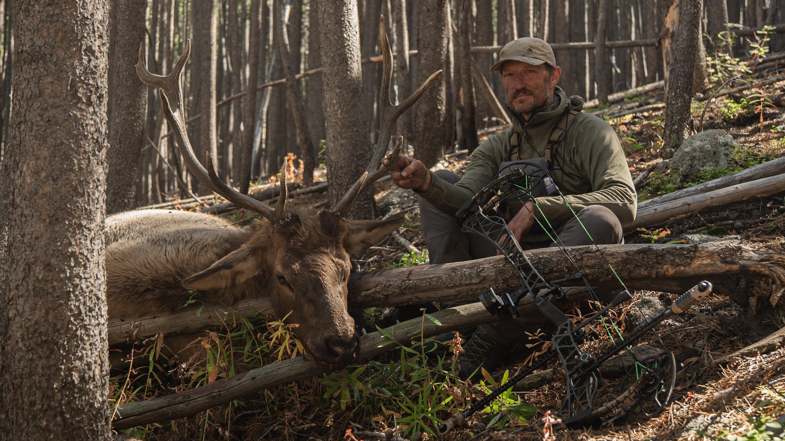 Trail Kreitzer with an archery elk taken with the new 2025 Mathews Lift X hunting bow