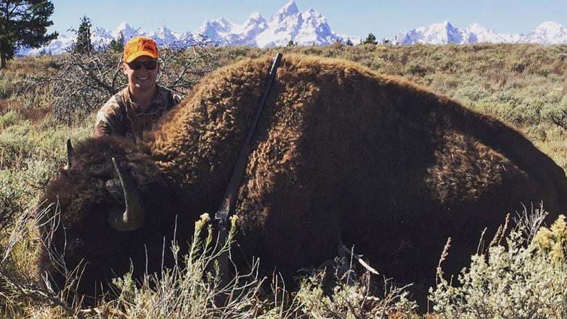Stephan Roaque with his Wyoming bison