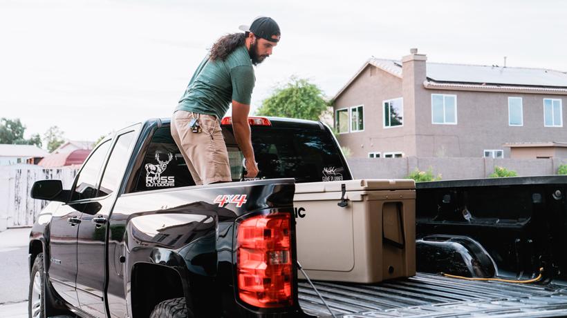 Josh Krichner packing truck