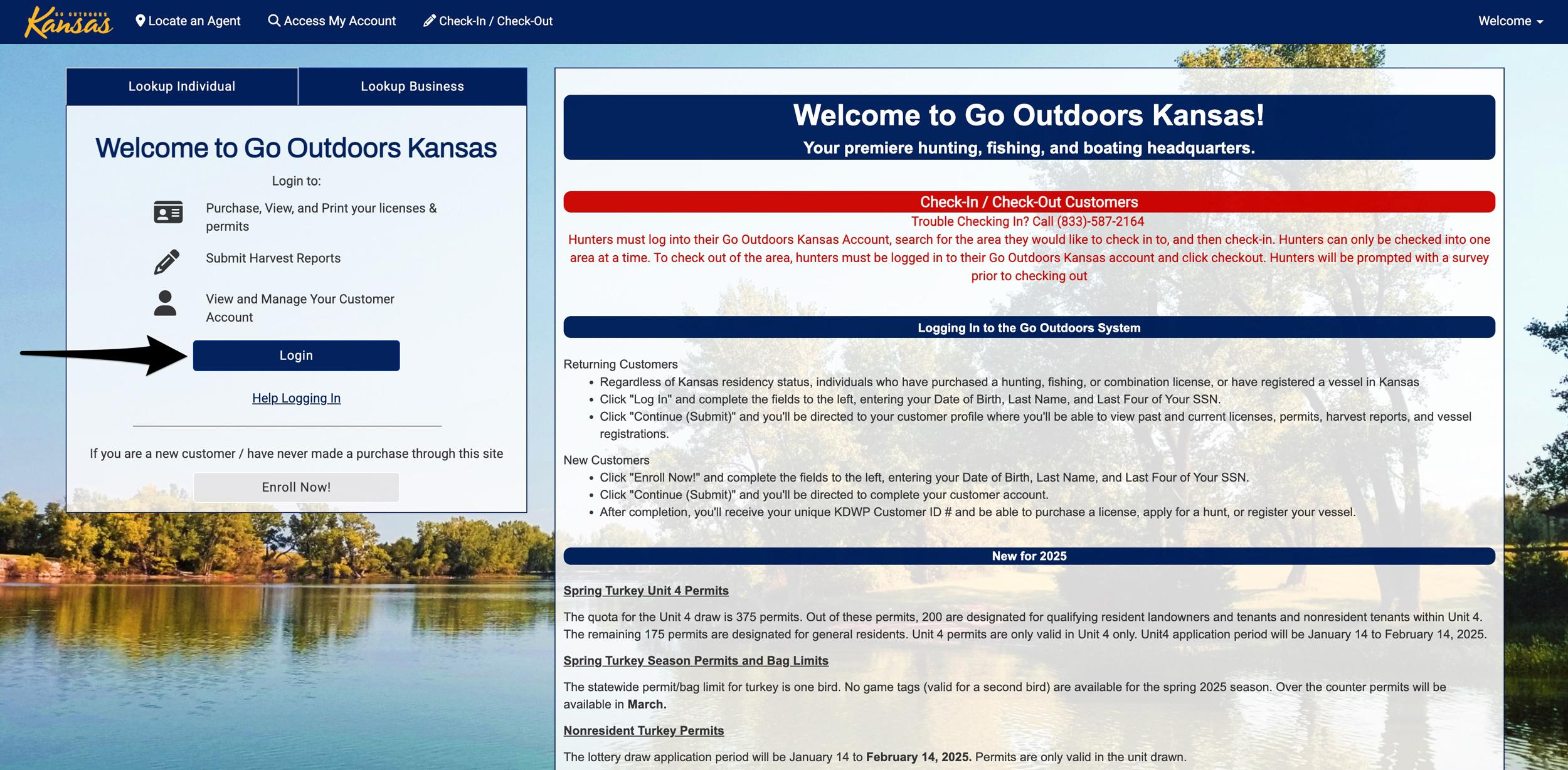Login to your GO Outdoors Kansas account to purchase a hunting preference point