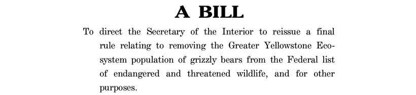 Screenshot of grizzly bear management act of 2021