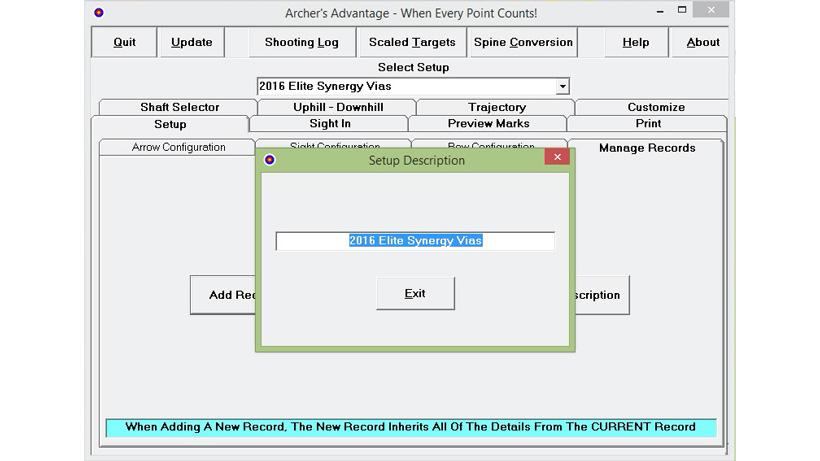 Manage bow records using archers advantage 2