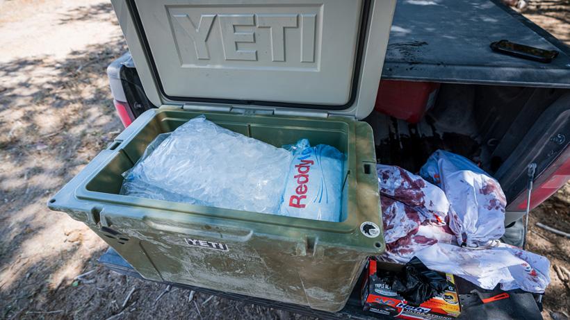 Yeti cooler full of ice