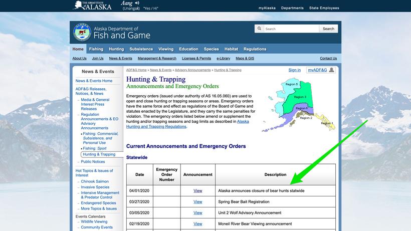 Alaska closes bear season screenshot