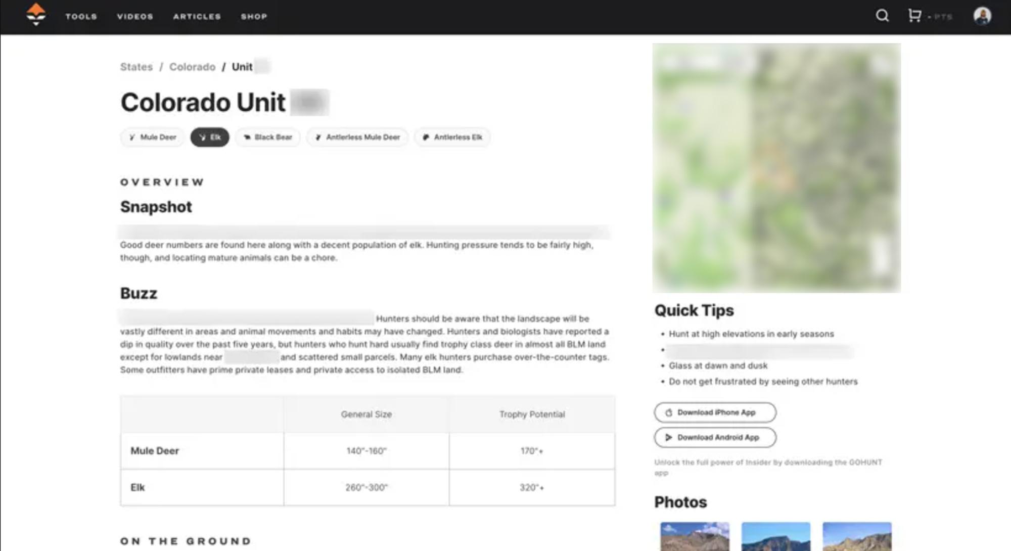 Colorado over the counter elk hunting unit profile research