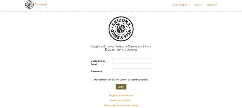 Arizona hunting portal account login