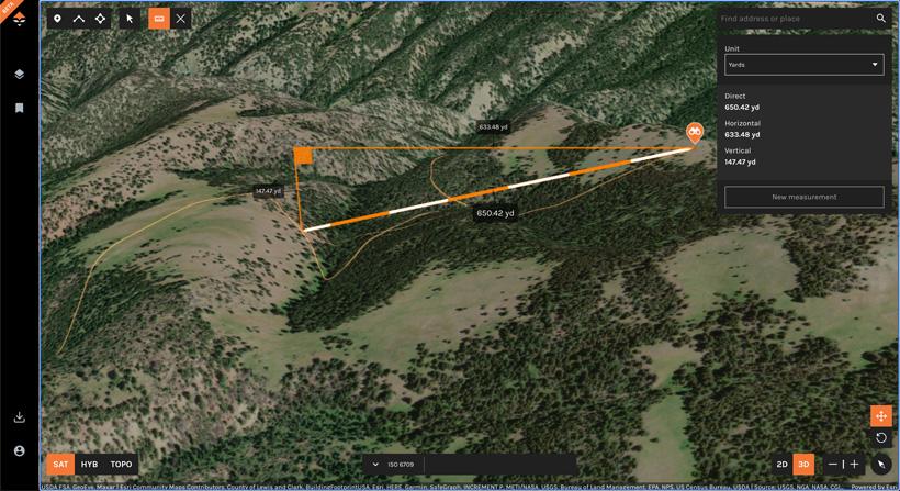 Using the line measurement tool for hunting