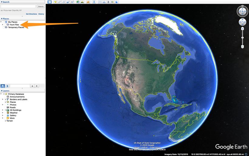 Selecting your hunting waypoints in Google Earth