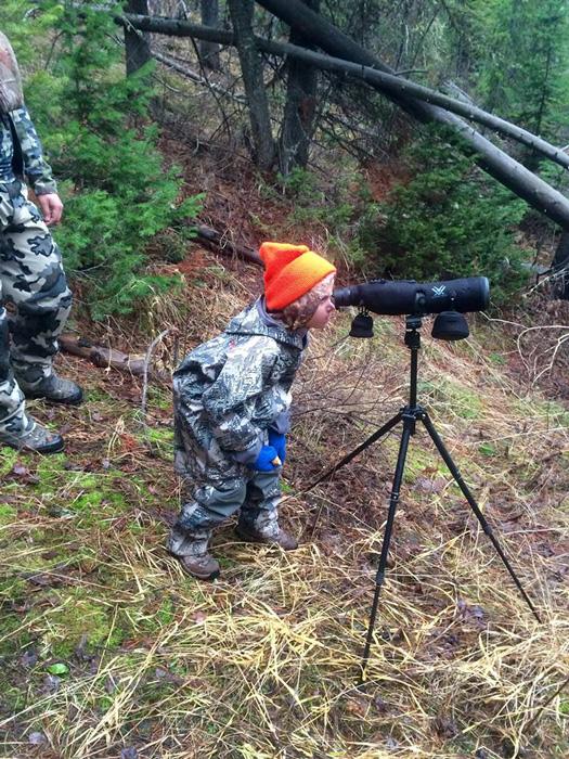 Kayden glassing up the moose