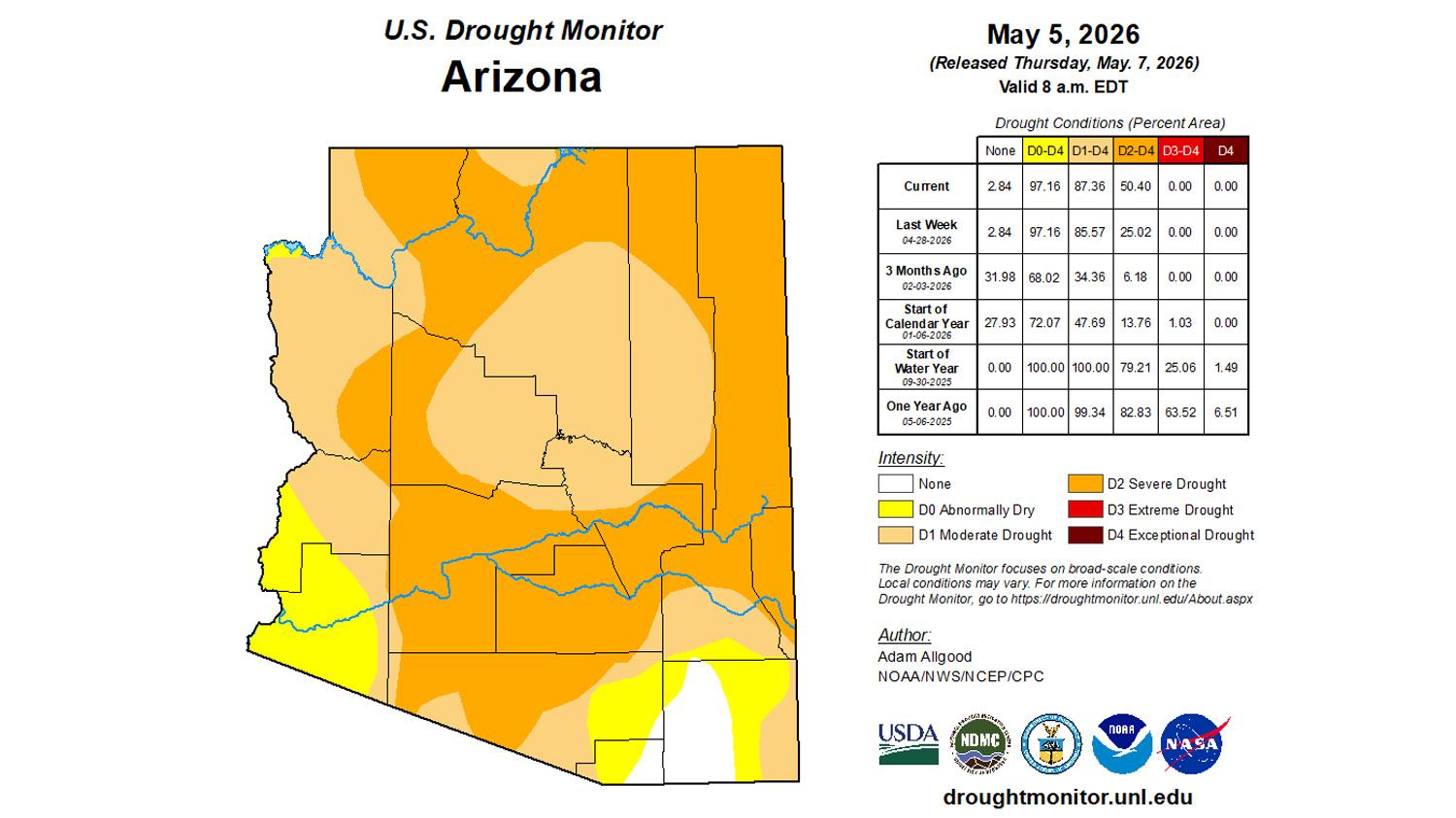 Arizona early May 2026 drought status map