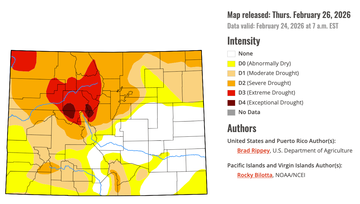 Early March 2026 Colorado drought status map