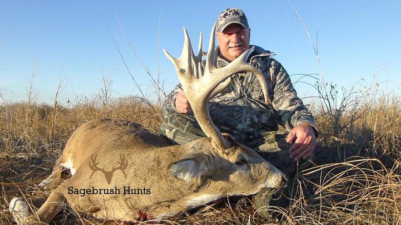 Giant nontypical kansas whitetail taken by russell marshall with sagebrush hunts