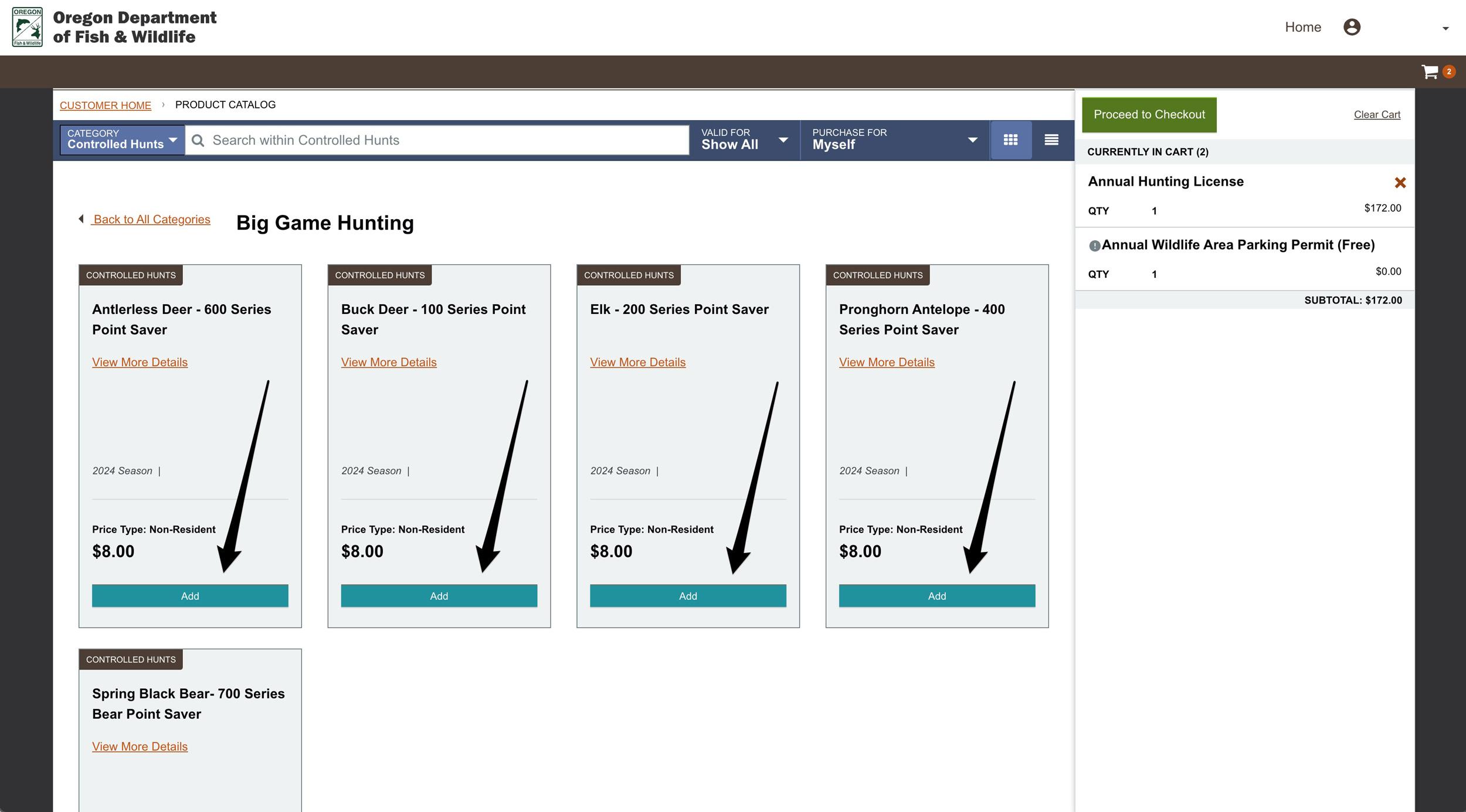 Adding Oregon point saver for controlled hunts