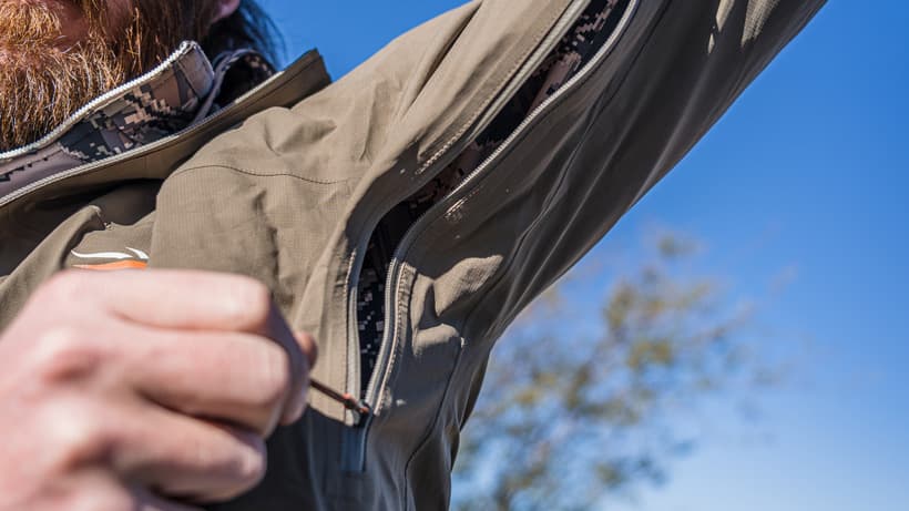 Pit zips to dump heat on sitka dew point jacket