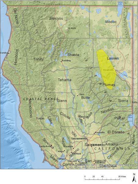 Approximate area of gray wolf activity (april 2020)