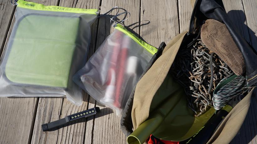 Dry bags protecting gear