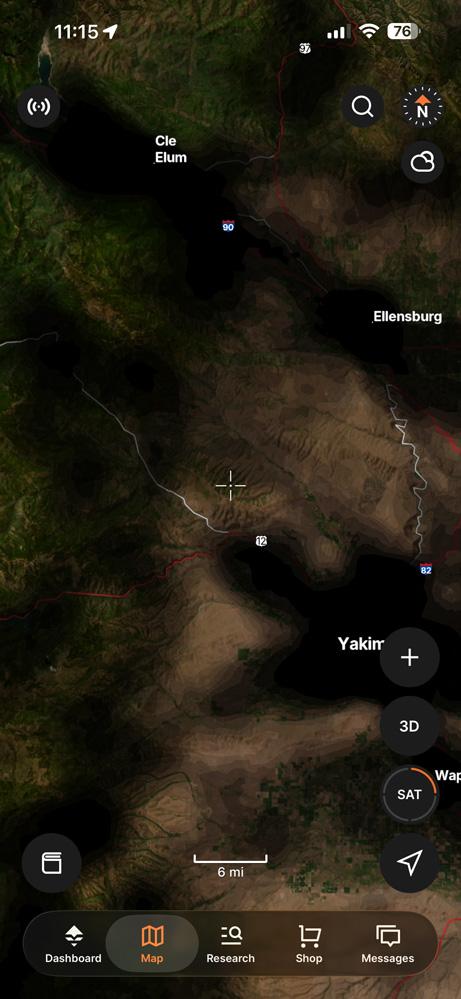 GOHUNT Road Density layer on the mobile app