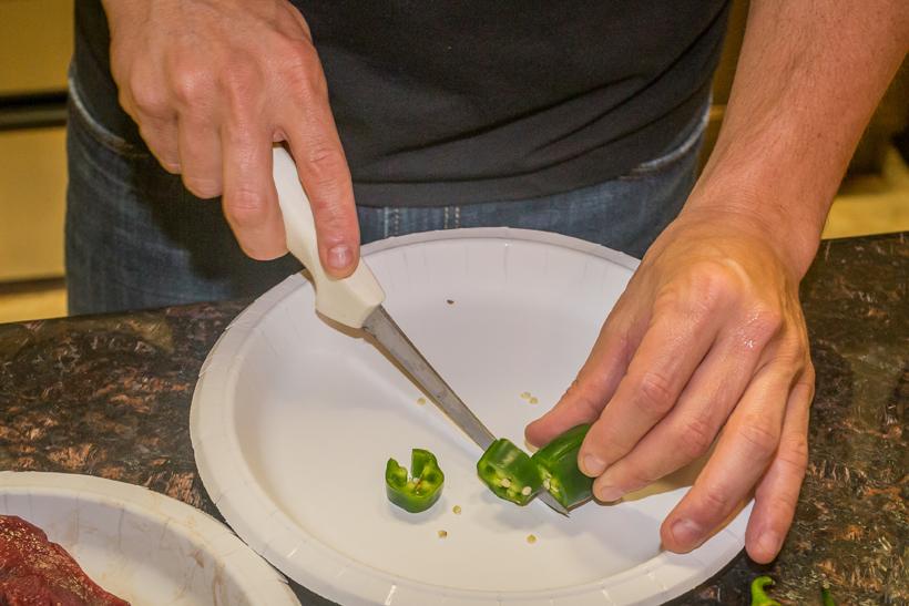 5 cutting up jalepenos