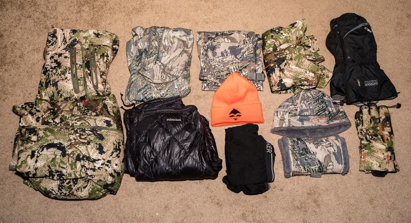 Late season hunting clothing packed