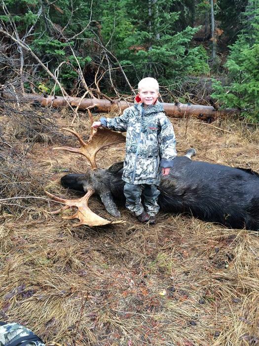 Kayden with the bull moose