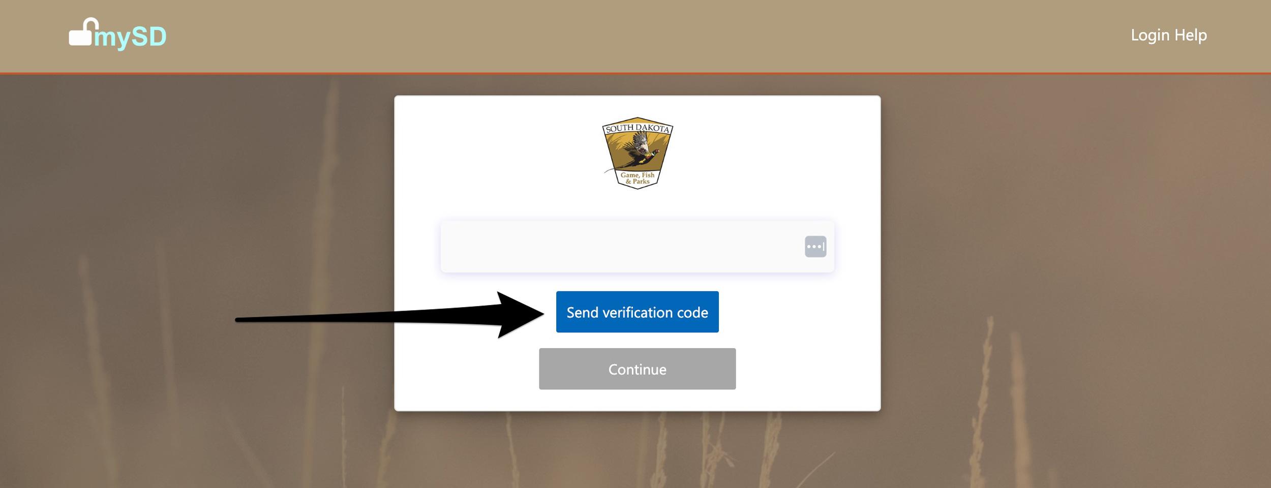 Send verification code to access South Dakota hunting licensing account
