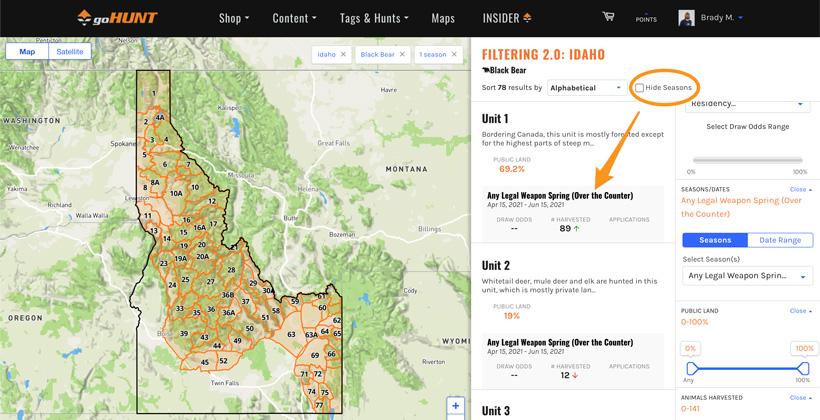 Unit level details for black bear hunts