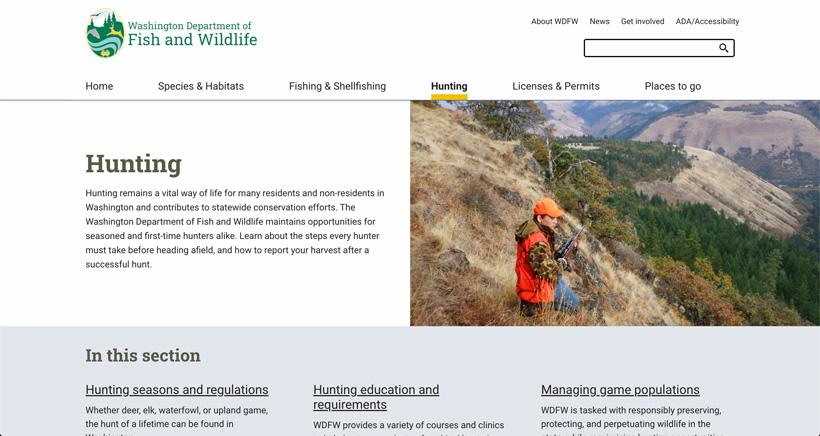 Hunting area of washington website