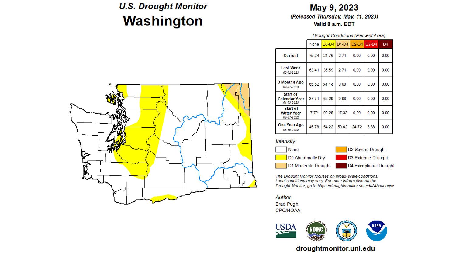 Washington early May 2023 drought status map