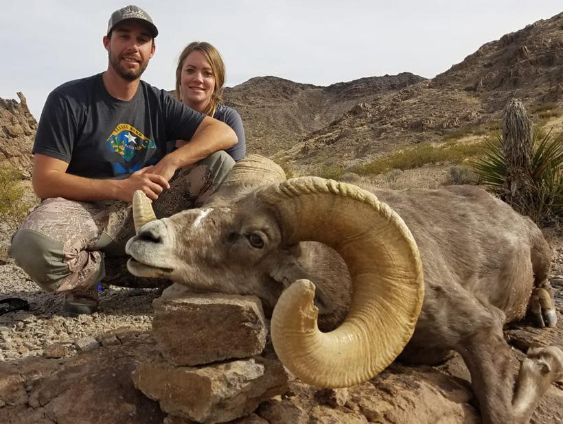 Jake rosevear with his nevada desert bighorn ram