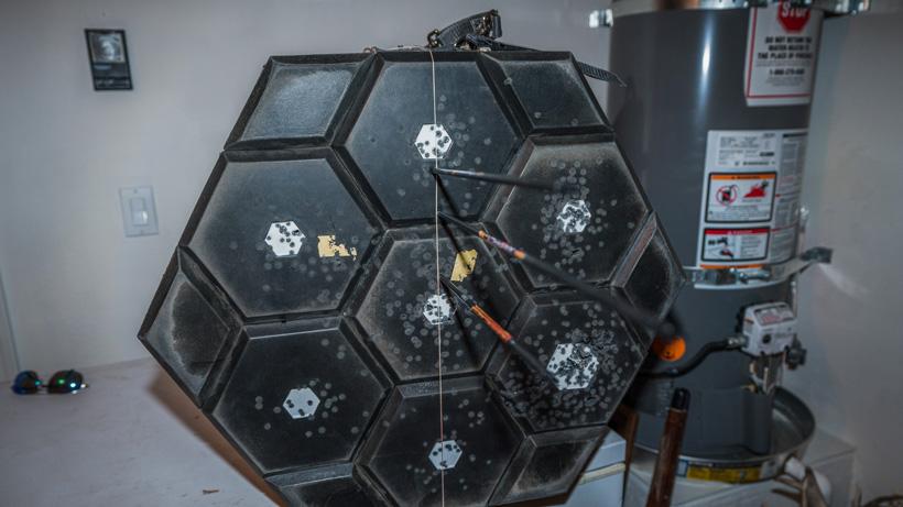 Bareshaft archery practice in garage