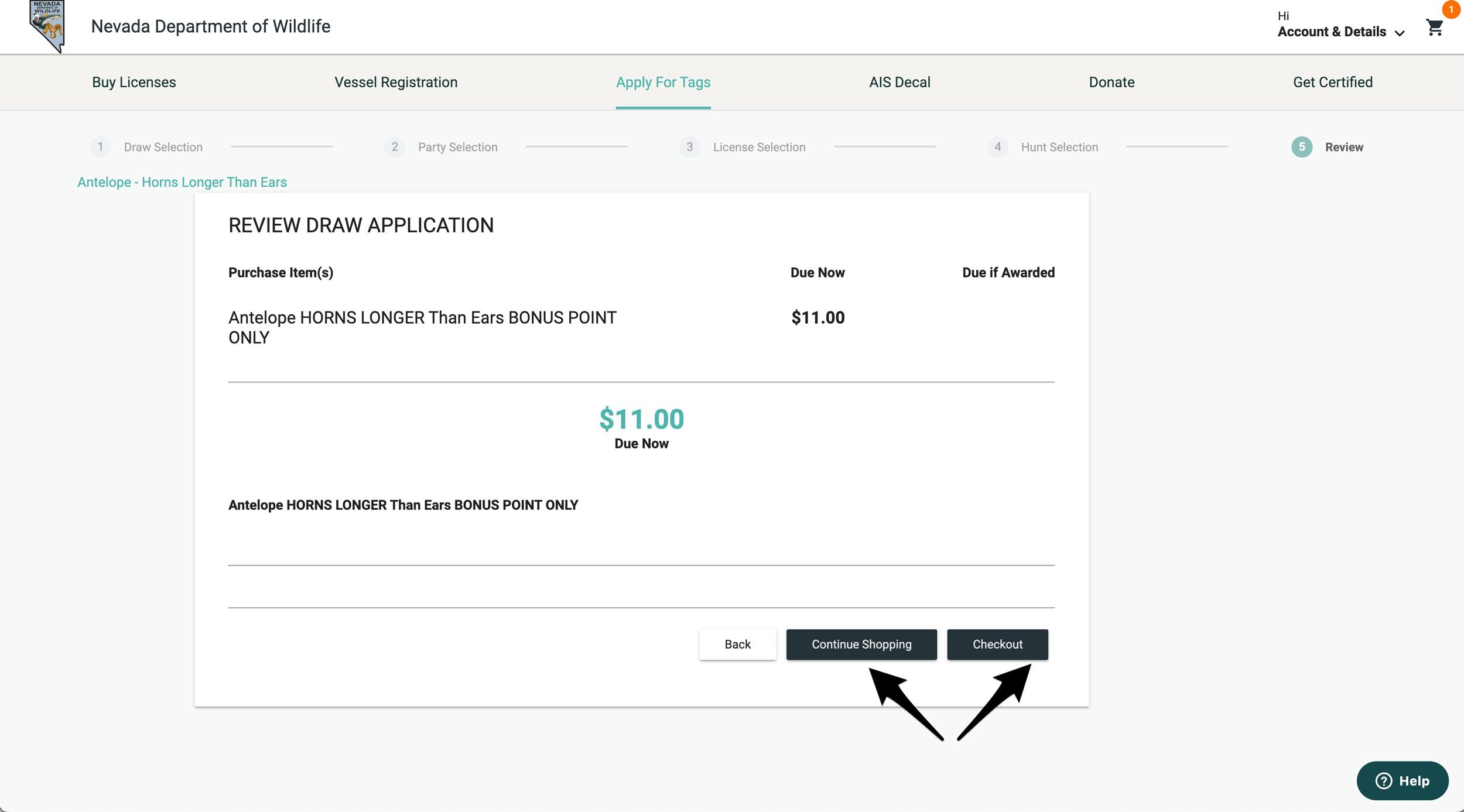 Reviewing your Nevada bonus point purchase