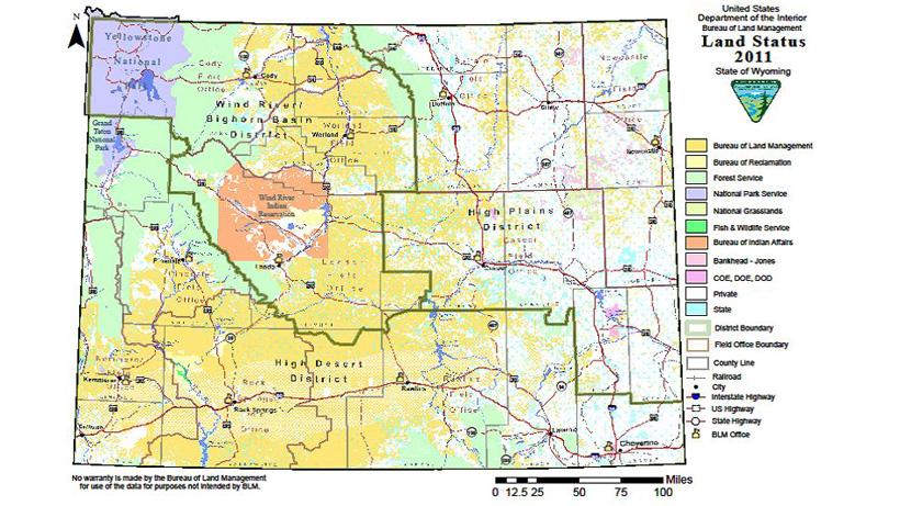 Wyoming land status map