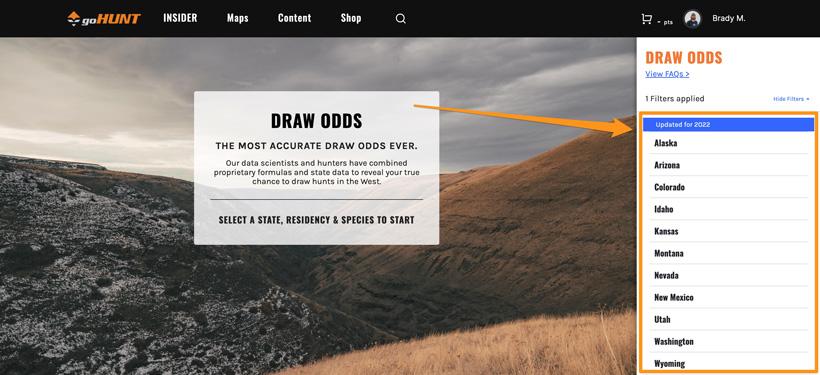Gohunt insider draw odds page