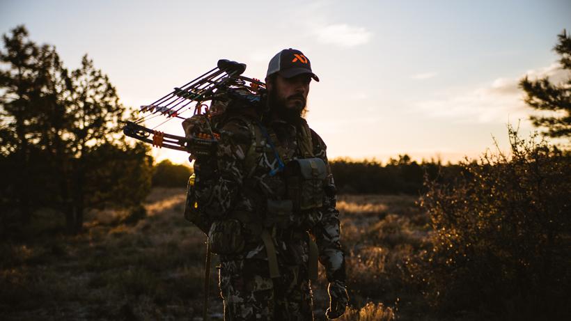 Sunset walking back to camp after bowhunting