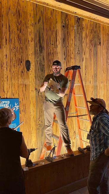 Working on the trophy display