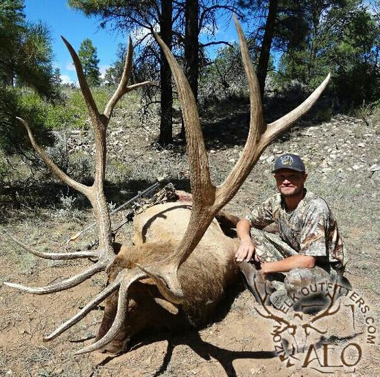 Giant archery bull elk taken with arizona elk outfitters
